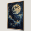 Celestial Blue and Gold Moon Canvas Print Wall Decor