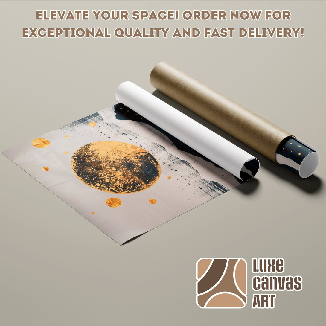 Abstract art Poster Roll with gold and neutral tones. Elevate your space with this stylish print! Order now!