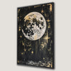 Celestial Moon and Stars Canvas Print Cosmic Painting