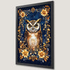 Celestial Night Owl Art Poster with Floral Starry Design