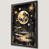 Celestial Night Sky Art Poster: Full Moon and Stars