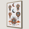 Celestial Pattern Sun and Moon Framed Canvas Print