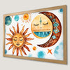 Celestial Sun and Moon Art Poster - Bohemian Wall Decor