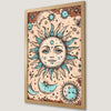 Celestial Sun Face Art Poster for Boho Chic Decor