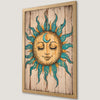 Celestial Sun Face Art Poster with Blue and Yellow Rays