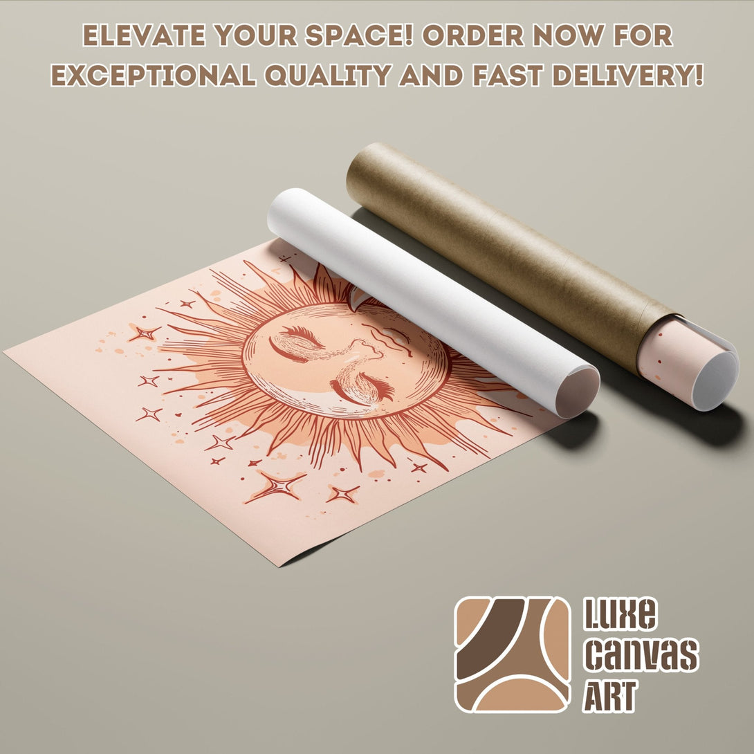 Poster Roll featuring a sun design in warm, earthy tones. Perfect wall art for your space! Order now!