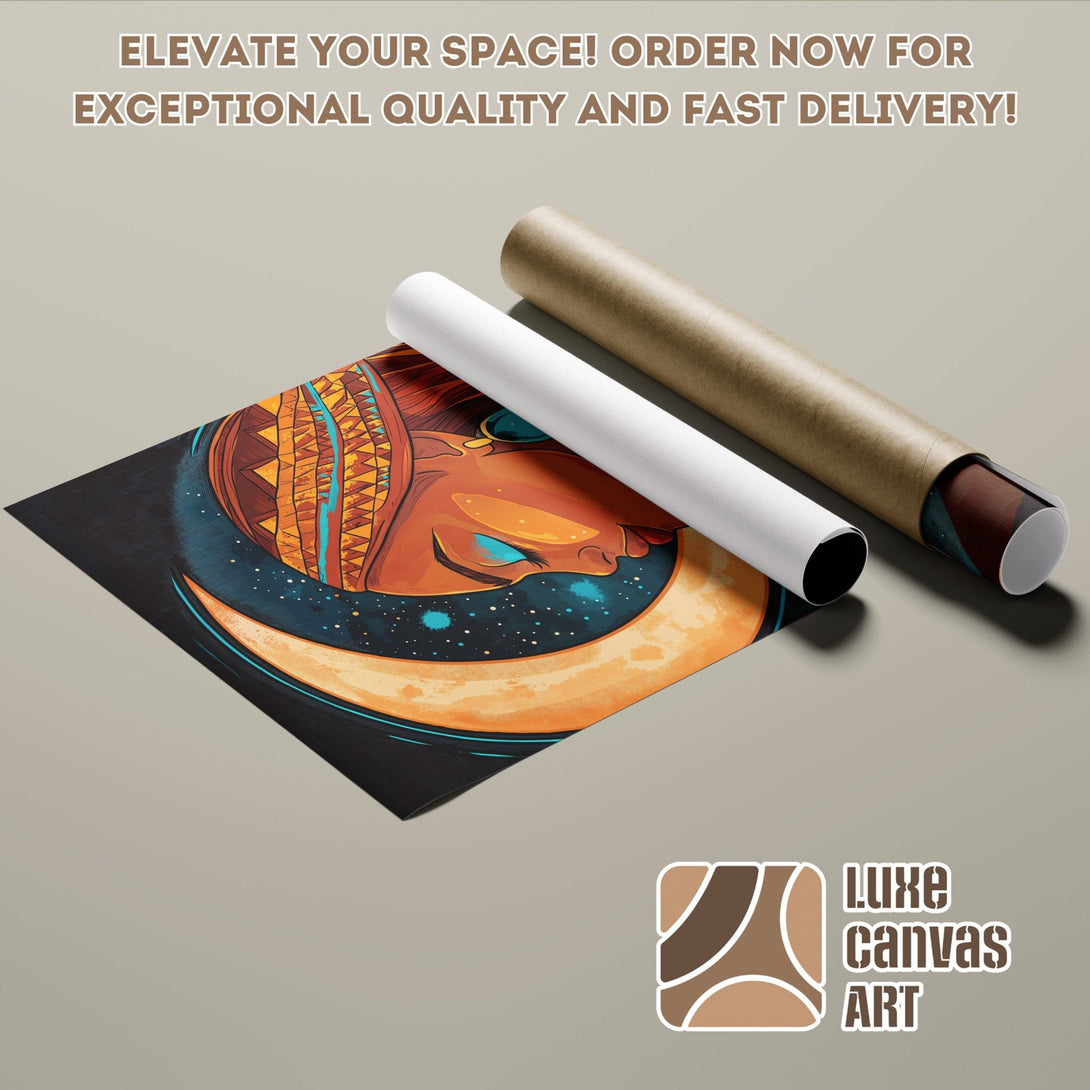 Poster Roll featuring a vibrant, stylized illustration with warm orange and blue tones. Elevate your space with this unique art!