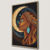 Celestial Woman with Moon Canvas Print Boho Wall Art