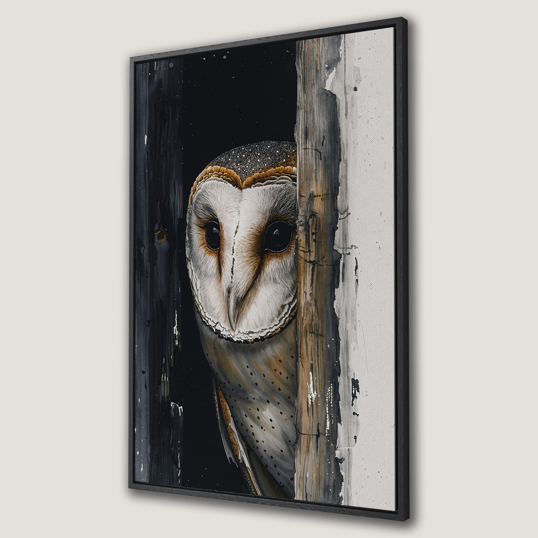 Framed Wall Art: Stunning watercolor owl print in neutral tones. Add a touch of nature & artistry to your home with this captivating canvas print. Shop now!