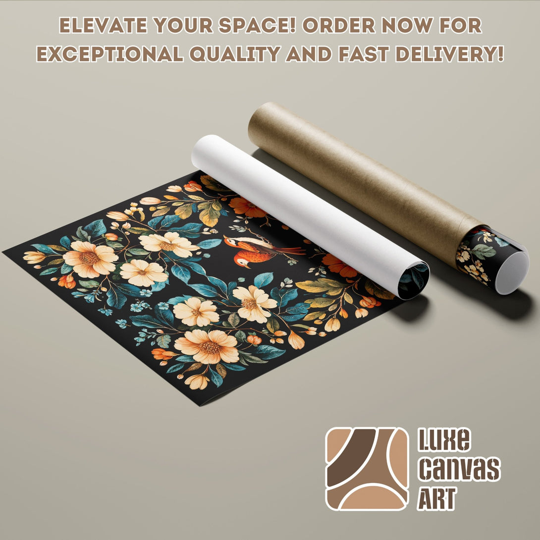 Floral Poster Roll art print, featuring a botanical design in a watercolor style with a warm color palette. Order now!