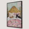 Charming Dogs on Pink Bed Canvas Print Wall Art