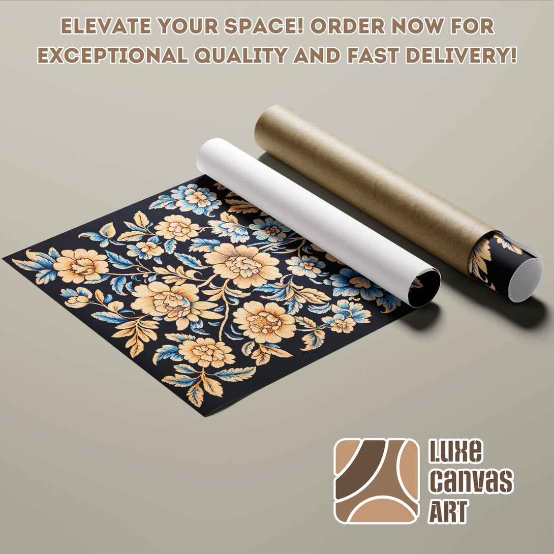 Poster Roll with floral design in a dark color palette. Elevate your space with this stunning art piece! Order now!