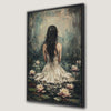 Charming Girl by Water Lily Pond Canvas Print Wall Art