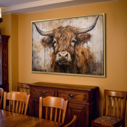 Charming Highland Cow Rustic Canvas Print