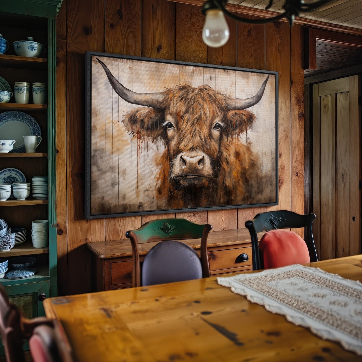 Charming Highland Cow Rustic Canvas Print
