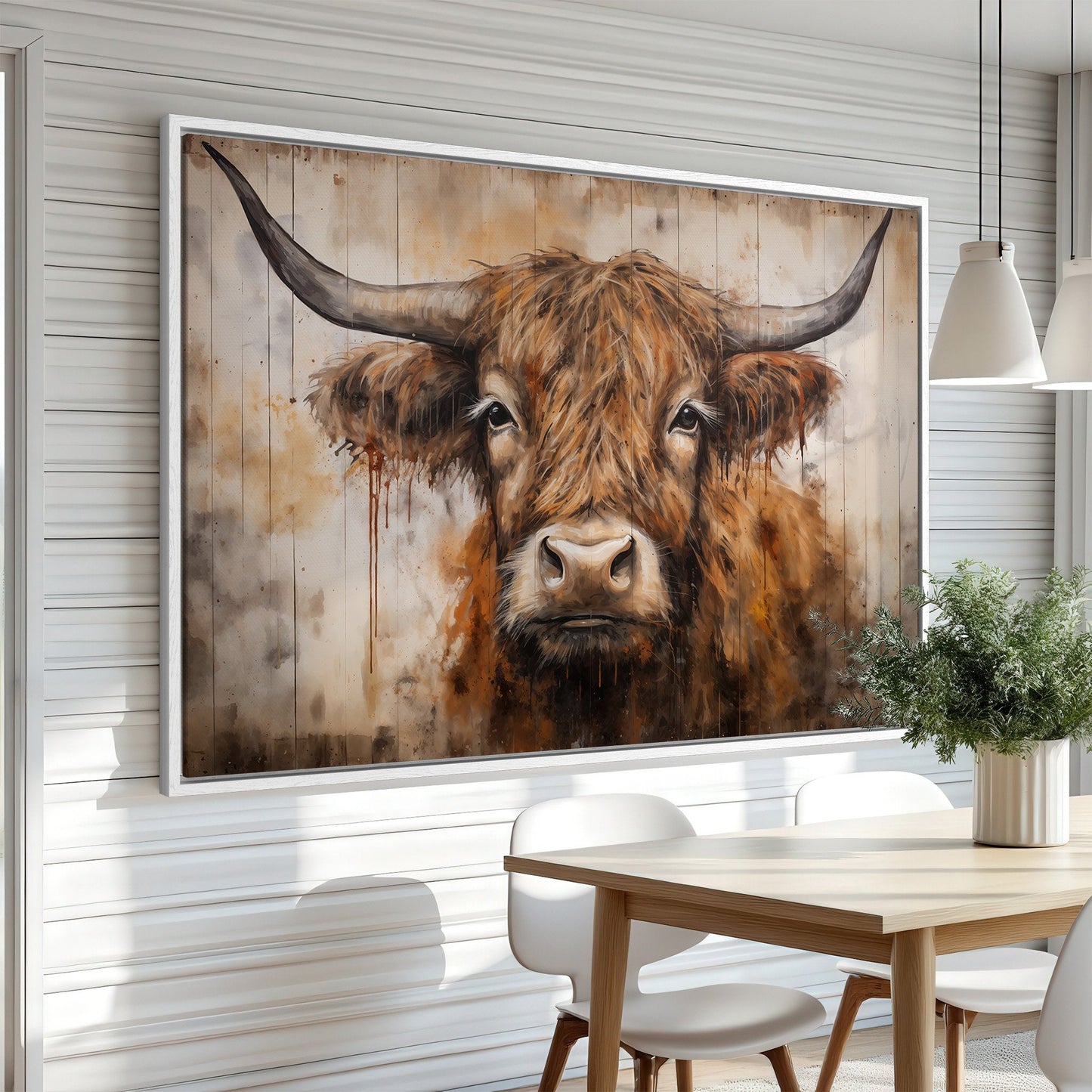 Charming Highland Cow Rustic Canvas Print
