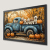 Charming Puppies in Pumpkin Truck Art Poster for Fall Decor