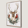 Charming Reindeer with Red Birds Canvas Print Festive Decor