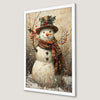 Charming Vintage Snowman Art Poster for Holiday Decor