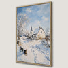 Charming Winter Landscape Canvas Print with Snow-Covered Church