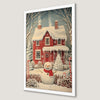 Charming Winter Scene Art Poster Featuring a Whimsical Snowman
