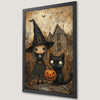 Charming Witch & Black Cat Art Poster for Halloween