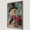Cheerful Snowman and Red Cardinal Winter Canvas Print