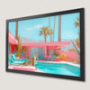 Cheetah by the Pool Art Poster - Mid Century Modern Decor