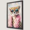 Cheetah Glamour Art Poster with Pink Feather Boa