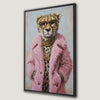 Cheetah in Pink Coat Canvas Print Fashion Art