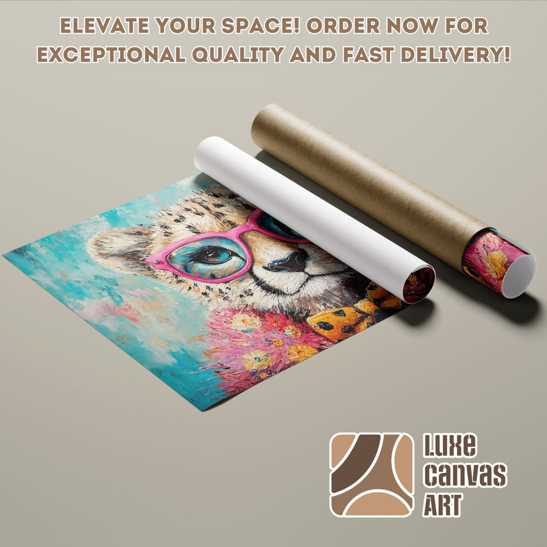 Cheetah Poster Roll art, vibrant colors, modern style. Elevate your space with this unique wall art! Order now!