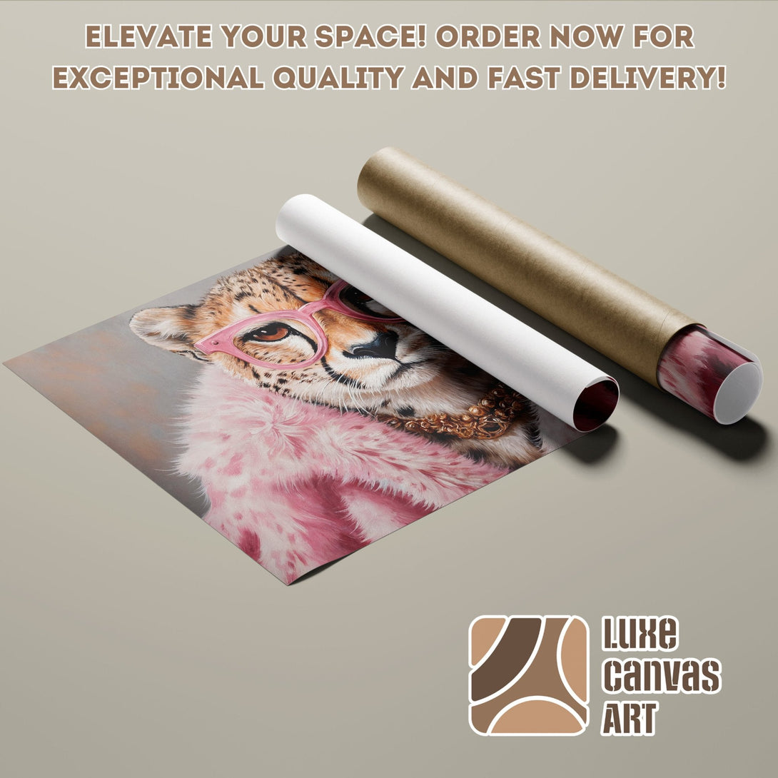 Cheetah Poster Roll in pink and neutral tones. Add a touch of luxury to your space! Order now!