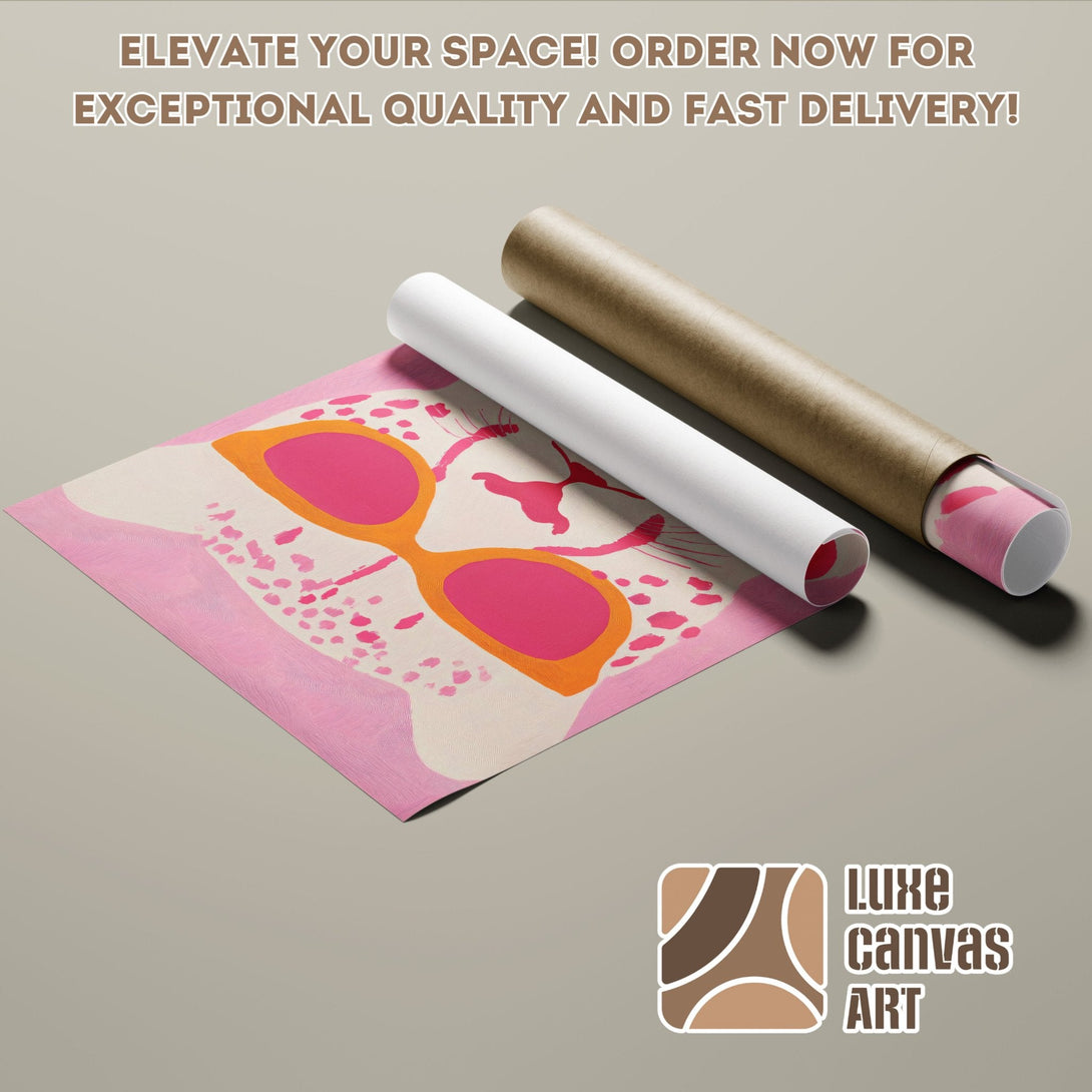 Abstract art Poster Roll with pink, orange, and cream color palette. Elevate your space with Luxe Canvas Art!