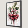 Cherry Fruit Art Poster with Pink Highlights for Kitchen Decor