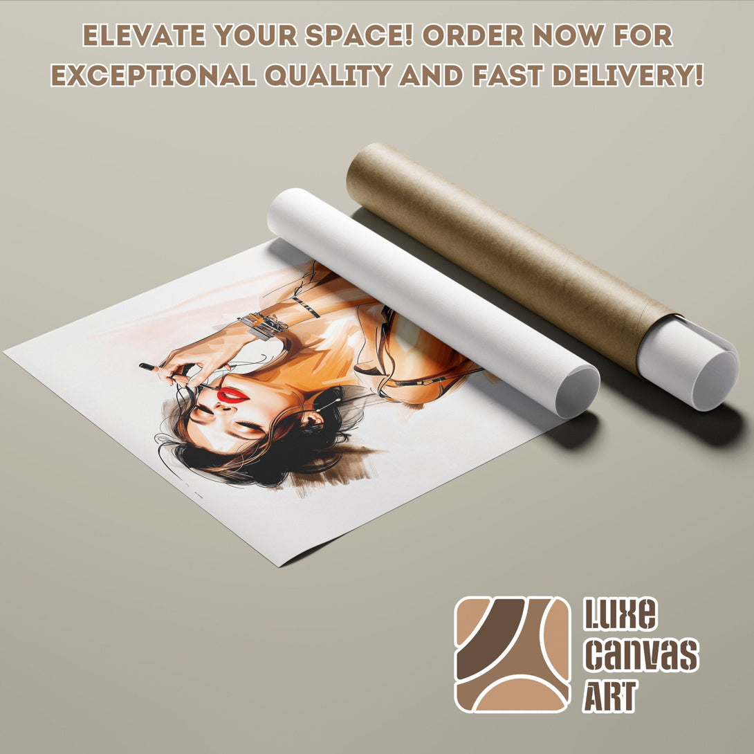 Fashion illustration Poster Roll with warm tones, ready to elevate your space! Order now!