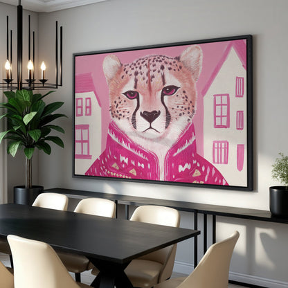 Chic Cheetah in Pink Canvas Print Animal Portrait