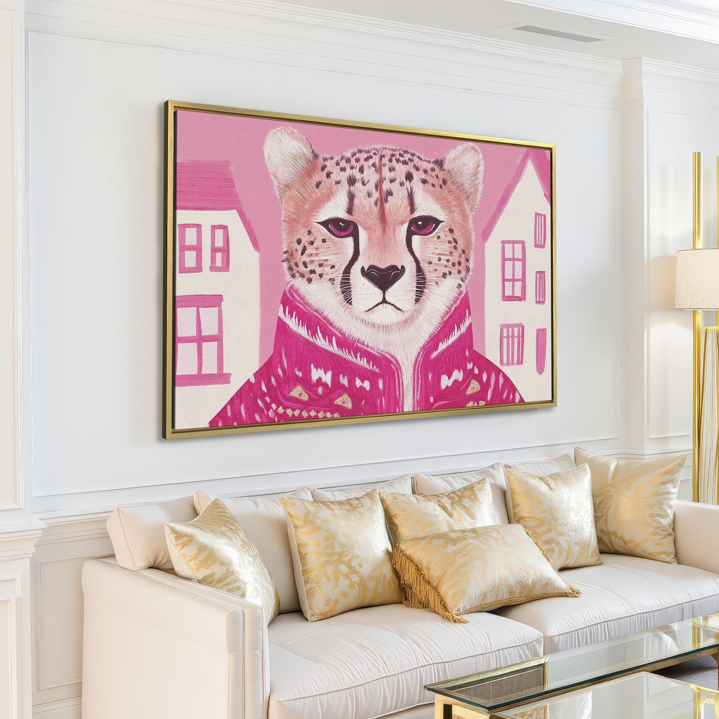 Chic Cheetah in Pink Canvas Print Animal Portrait
