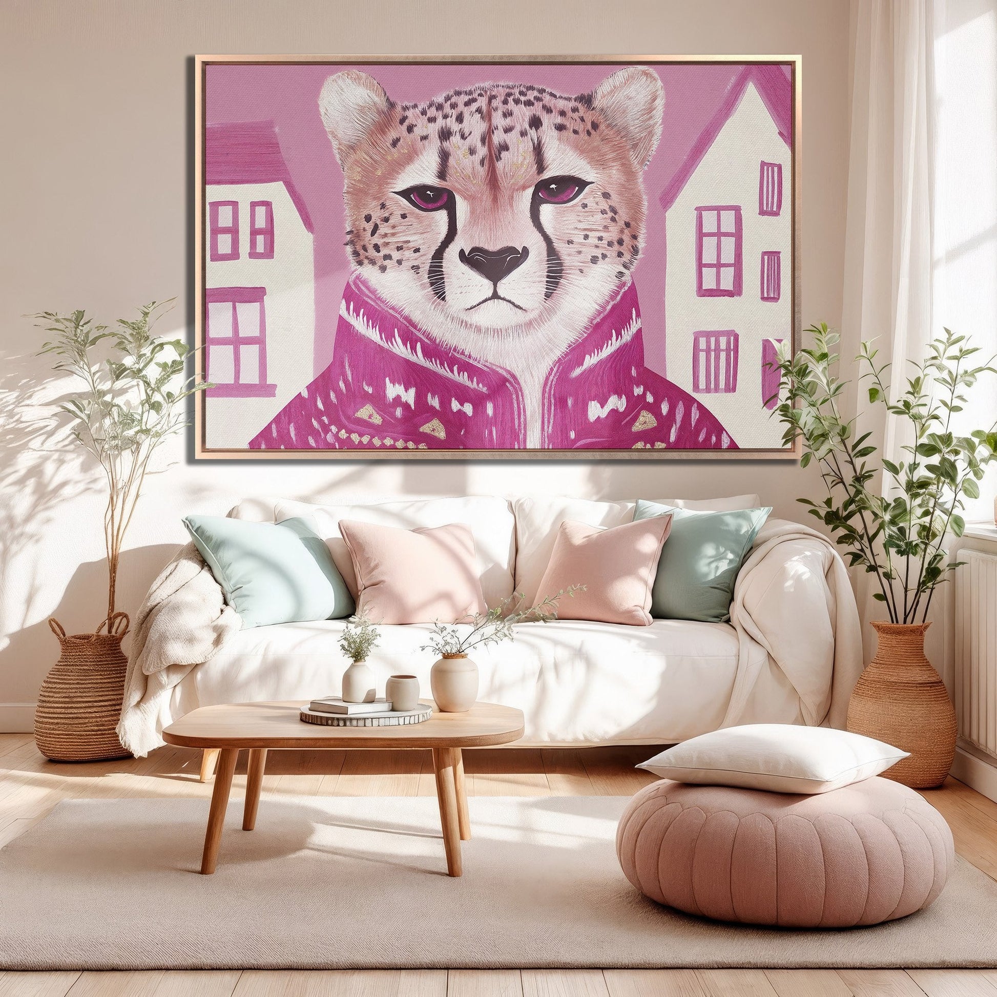 Chic Cheetah in Pink Canvas Print Animal Portrait