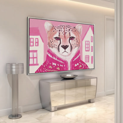 Chic Cheetah in Pink Canvas Print Animal Portrait
