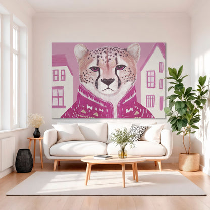 Chic Cheetah in Pink Canvas Print Animal Portrait