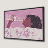 Chic Pink Abstract Woman Framed Canvas Print Decor