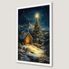 Christmas Chapel Starry Sky Art Poster - Festive Holiday Decor