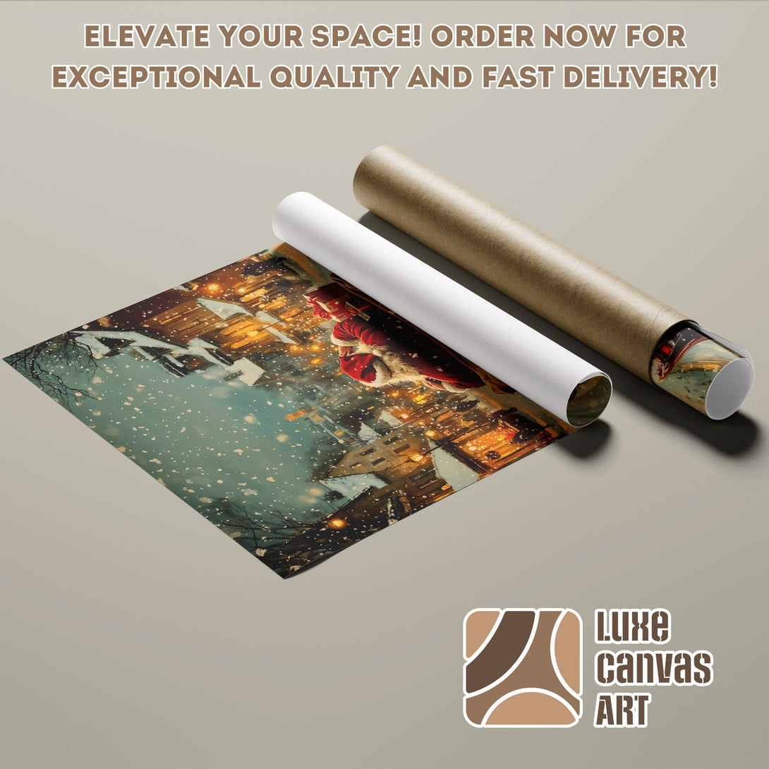 Poster Roll featuring a winter scene with Santa, warm colors. Elevate your space! Order now!