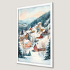 Christmas Snowy Village Art Poster - Festive Winter Decor