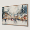 Christmas Town Ice Skating Scene Canvas Print For Holidays