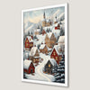 Christmas Village Winter Art Poster for Holiday Decor