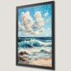 Cloudy Sky and Ocean Waves Art Poster for Coastal Decor