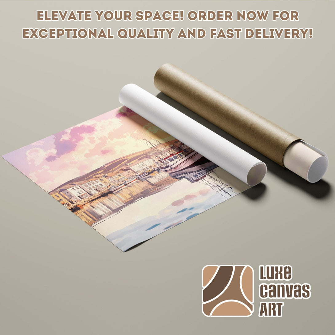 Poster Roll of coastal artwork in pastel colors. Elevate your space with Luxe Canvas Art!