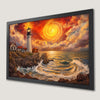 Coastal Lighthouse Sunset Art Poster - Dramatic Seascape Print