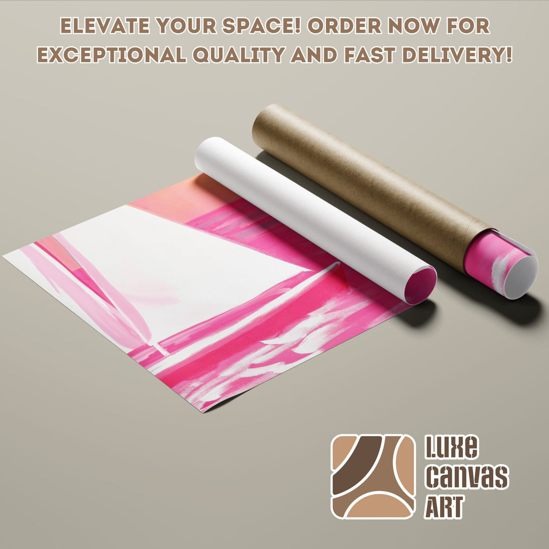 Abstract art Poster Roll in pink and white, perfect for modern decor. Elevate your space!